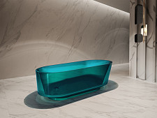 Ванна прозрачная Abber AT9706Aquamarin 1700х800х580 мм, из полиэфирной смолы, цвет бирюзовый от Водопад  фото 4