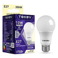 Лампа светодиодная Tokov Electric TKE-A60-E27-10-3K, 10 Вт, А60 3000 К, Е 27, 176-264 В от Водопад  фото 1