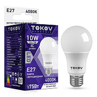 Лампа светодиодная Tokov Electric TKE-A60-E27-10-4K, 10 Вт, А60 4000 К, Е 27, 176-264 В от Водопад  фото 1