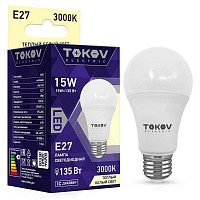 Лампа светодиодная Tokov Electric TKE-A60-E27-15-3K, 15 Вт, А60 3000 К, Е 27, 176-264 В от Водопад  фото 1