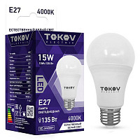 Лампа светодиодная Tokov Electric TKE-A60-E27-15-4K, 15 Вт, А60 4000 К, Е 27, 176-264 В от Водопад  фото 1