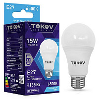 Лампа светодиодная Tokov Electric TKE-A60-E27-15-6.5K, 15 Вт, А60 6500 К, Е 27, 176-264 В от Водопад  фото 1