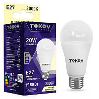 Лампа светодиодная Tokov Electric TKE-A60-E27-20-3K, 20 Вт, А60 3000 К, Е 27, 176-264 В от Водопад  фото 1
