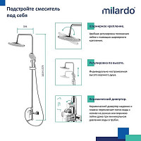 Душевая система Milardo Rora RORSB4FM06 хром от Водопад  фото 5