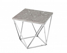 Журнальный столик Stool Group Авалон 61*61, серый мрамор, сталь серебро от Водопад  фото 1
