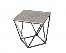 Журнальный столик Stool Group Авалон 61*61, серый мрамор, сталь темный хром от Водопад  фото 1