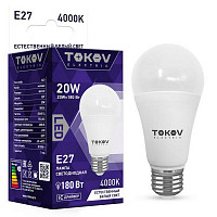 Лампа светодиодная Tokov Electric TKE-A60-E27-20-4K, 20 Вт, А60 4000 К, Е 27, 176-264 В от Водопад  фото 1