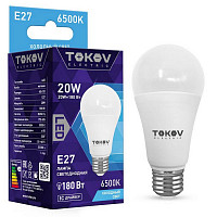 Лампа светодиодная Tokov Electric TKE-A60-E27-20-6.5K, 20 Вт, А60 6500 К, Е 27, 176-264 В от Водопад  фото 1