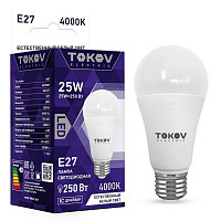 Лампа светодиодная Tokov Electric TKE-A60-E27-25-4K, 25 Вт, А60 4000 К, Е 27, 176-264 В от Водопад  фото 1