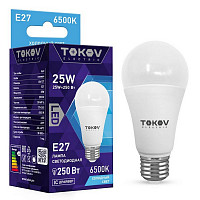 Лампа светодиодная Tokov Electric TKE-A60-E27-25-6.5K, 25 Вт, А60 6500 К, Е 27, 176-264 В от Водопад  фото 1