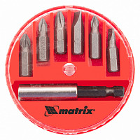 Набор бит Matrix 11392 магнитный адаптер для бит сталь 45Х, 7 предм., в пласт. закрытом боксе от Водопад  фото 2
