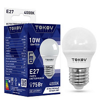 Лампа светодиодная Tokov Electric TKE-G45-E27-10-4K, 10 Вт, G45 4000 К, Е 27, 176-264 В от Водопад  фото 1