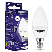 Лампа светодиодная Tokov Electric TKE-C37-E14-7-3K, 7 Вт, С37 3000 К, Е 14, 176-264 В от Водопад  фото 1