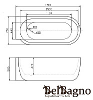 Акриловая ванна Belbagno BB11-1700L 170х75 левая от Водопад  фото 2