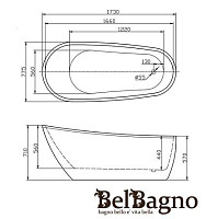 Акриловая ванна Belbagno BB15 173х77,5 от Водопад  фото 2