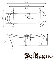 Акриловая ванна Belbagno BB09 170х74 от Водопад  фото 2