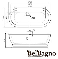 Акриловая ванна Belbagno BB03 176х79 от Водопад  фото 2