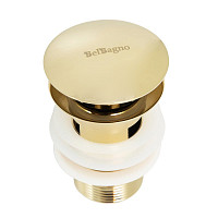 Донный клапан Belbagno Uno BB-SAT-ORO с системой "Клик-клак" с переливом, золото от Водопад  фото 2