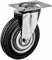 Поворотное колесо Зубр 30936-160-S Профессионал резина/металл игольчатый подшипник d=160мм г/п 145кг от Водопад  фото 1