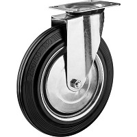 Поворотное колесо Зубр 30936-250-S Профессионал резина/металл игольчатый подшипник d=250мм г/п 210кг от Водопад  фото 1