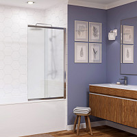 Шторка WasserKRAFT 41S02-100 RM стеклянная для ванны 1000х1400, профиль хром, матовое стекло, правая от Водопад  фото 1