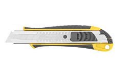Нож технический FIT 10247, 18 мм усиленный прорезиненный, 2-х сторонняя автофиксация от Водопад  фото 1