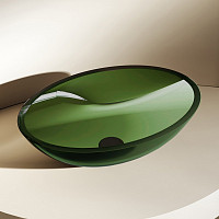 Раковина накладная Abber Kristall AT2802Emerald 50х35х15, цвет зеленый от Водопад  фото 1