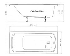 Акриловая ванна Тритон Стандарт ST04 150х70 от Водопад  фото 2