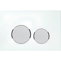 Клавиша Акватек Evolution new KDI-0000028 двойного слива, белая, закаленное стекло (круглая, ободок хром) от Водопад  фото 1