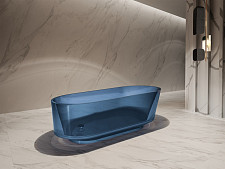 Ванна прозрачная Abber AT9706Saphir 1700х800х580 мм, из полиэфирной смолы, цвет синий от Водопад  фото 4