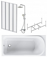 Набор AM.PM Like W80ASET-150AC: ванна 150х70, каркас, со шторкой, душевая система от Водопад  фото 1