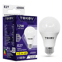 Лампа светодиодная Tokov Electric TKE-A60-E27-12-4K-24/48, низковольтная 12 Вт, А60 4000 К, Е 27, 24/48В от Водопад  фото 1