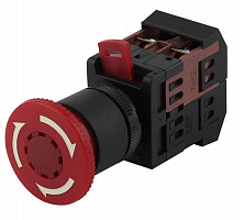 Кнопка Эра Б0045629 AE-22 Грибок, красная, d22 мм, 240 В, 1з+1р, с фиксацией от Водопад  фото 1