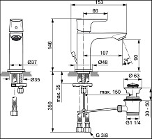 Смеситель для раковины Ideal Standard Connect Air A7007AA донный клапан, хром от Водопад  фото 2