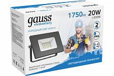 Прожектор Gauss Elementary 613100320 20W, черный от Водопад  фото 3