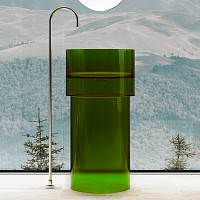 Раковина напольная Abber Kristall AT2701Emerald-H 45х45х90 см, с отверстием для выхода сифона, цвет зеленый от Водопад  фото 1