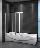 Шторка для ванны Cezares RELAX-V-5-120/140-P-Bi-R 1200x1400, правая, стекло текстурное, профиль жемчужно серый от Водопад  фото 1