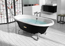 Чугунная ванна Roca Newcast 233650002 170х85 без отверстия для ручек, черная от Водопад  фото 1