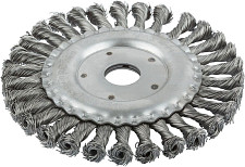 Корщетка MOS 38931M, тип "колесо", посадочный диаметр 22,2 мм, стальная витая проволока 150 мм от Водопад  фото 1