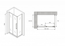 Душевой уголок Abber Schwarzer Diamant AG30160BH-S85B 160х85х195, стекло прозрачное, профиль черный, без поддона от Водопад  фото 5