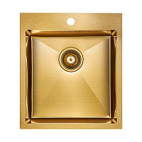 Мойка Paulmark Favor PM214551-BG 450х510 , нержавеющая сталь, 1 чаша, прямоугольная, цвет брашированное золото от Водопад  фото 1