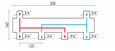 Коллектор Warme WKS30.2 до 30кВт Q-1,26м3/ч, для настенного котла, 2 контура от Водопад  фото 2