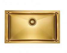 Мойка Paulmark Koher PM807444-BG 740х440 , нержавеющая сталь, 1 чаша, прямоугольная, цвет брашированное золото от Водопад  фото 1