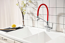 Смеситель для кухни Lemark Comfort LM3070C-Red с подключением фильтра, хром / красный от Водопад  фото 4