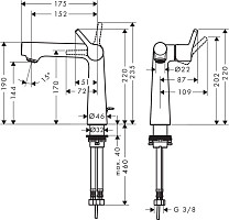 Смеситель для раковины Hansgrohe Talis-S 140 72113000 с донным клапаном, хром от Водопад  фото 2