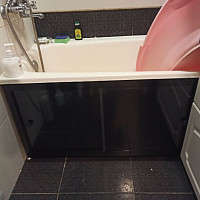Экран под ванну A-Screen 2 дверцы, черный глянец 900-1200 мм, высота до 650 мм, белый / серый / черный профиль от Водопад  фото 1