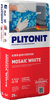 Клей Plitonit MOSAIC WHITE Н007356 белый для стеклянной мозаики, керамической плитки, керамогранита и натурального камня, класс С1 ТЕ, 25 кг от Водопад  фото 1