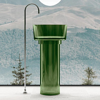 Раковина напольная Abber Kristall AT2702Emerald-H 45х45х90, цвет зеленый от Водопад  фото 1