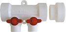 Коллектор полипропиленовый Kalde 40х20 мм, 2 выхода со встроенным краном-красный, белый