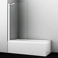 Шторка стеклянная WasserKraft Berkel 48P01-80WHITE Fixed на ванну 80х140 см, профиль белый, стекло прозрачное от Водопад  фото 1
